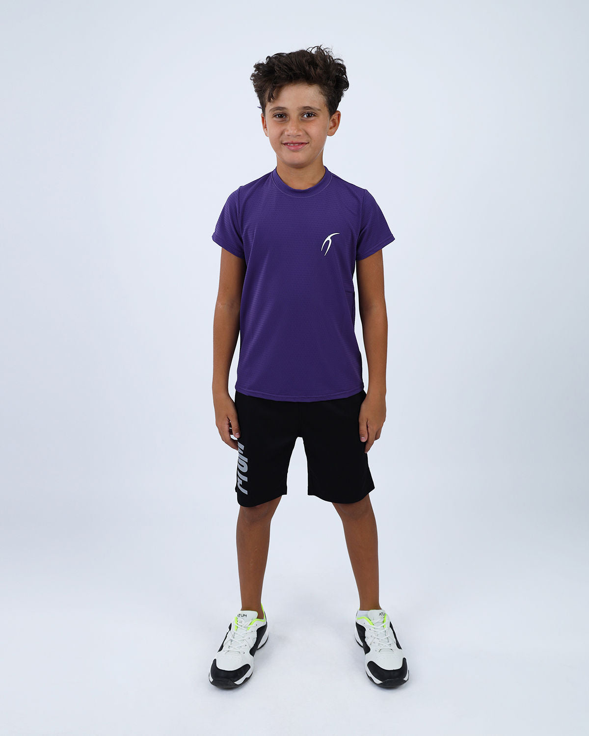 Crew Neck Short Sleeve Purple Breathable Top-Atum -82183560