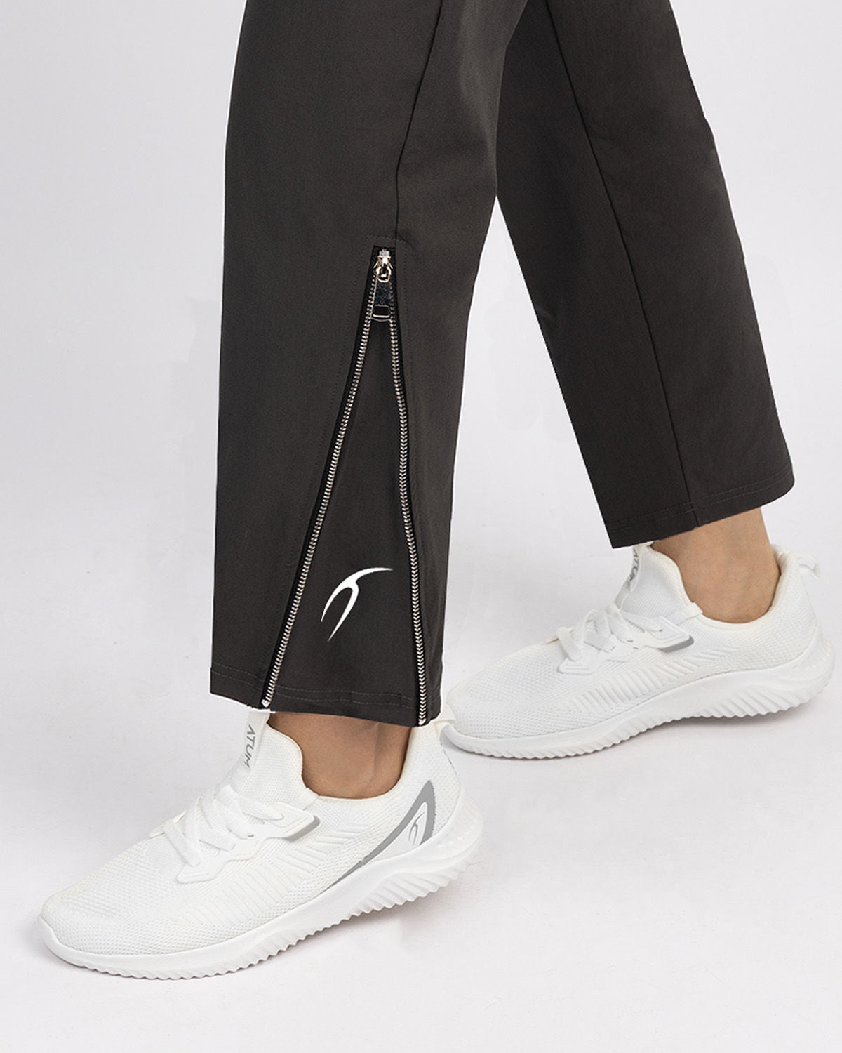 Slit Zipper Gray Women's Pants-Atum -86603506