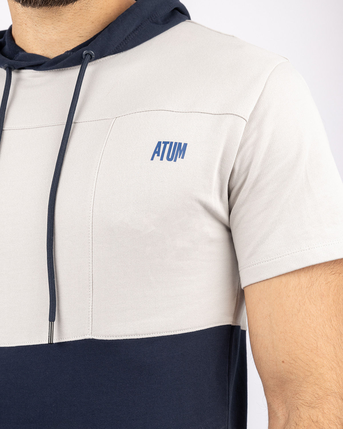 Half Sleeve Light Gray Hoodie-Atum -88074898