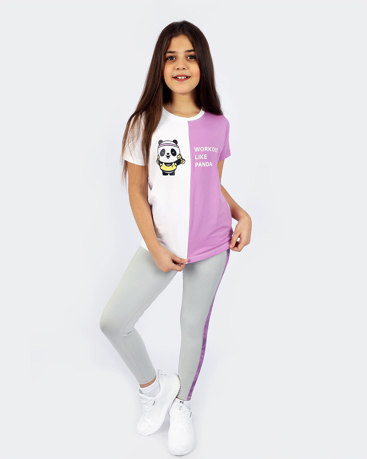 Girl's Marble Gray Leggings-Atum -66821028