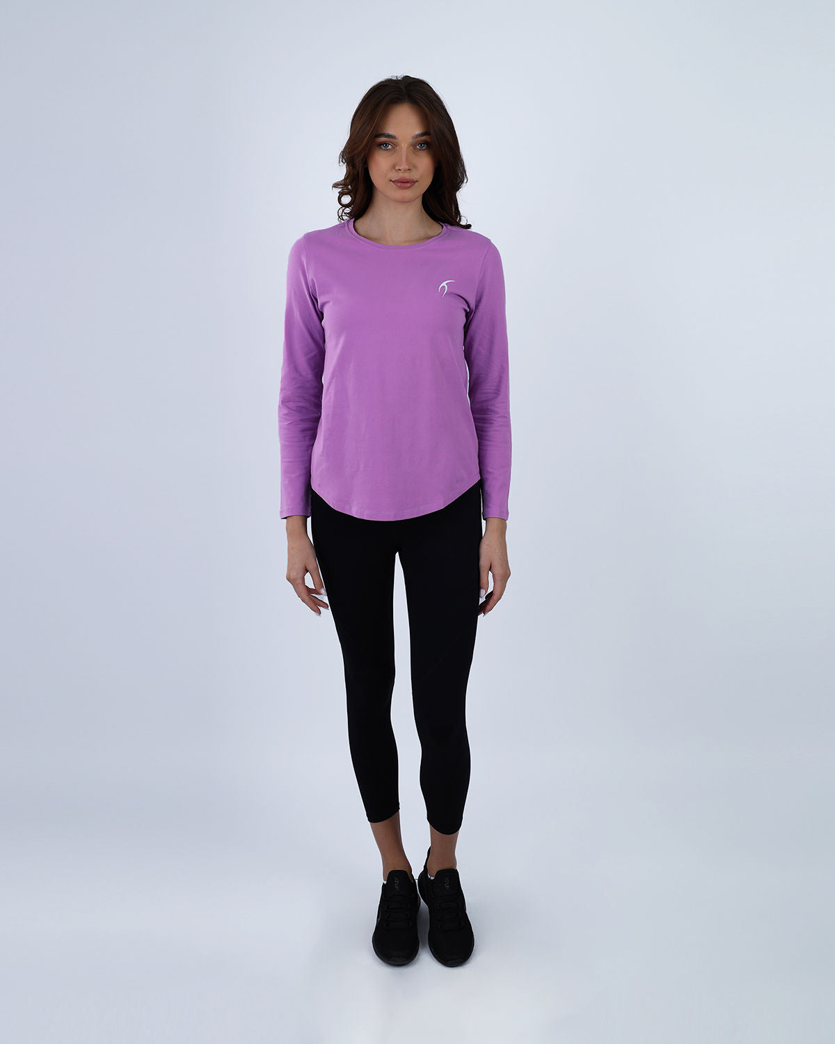 Basic Long Sleeve Lavender T-Shirt-Atum -57892774
