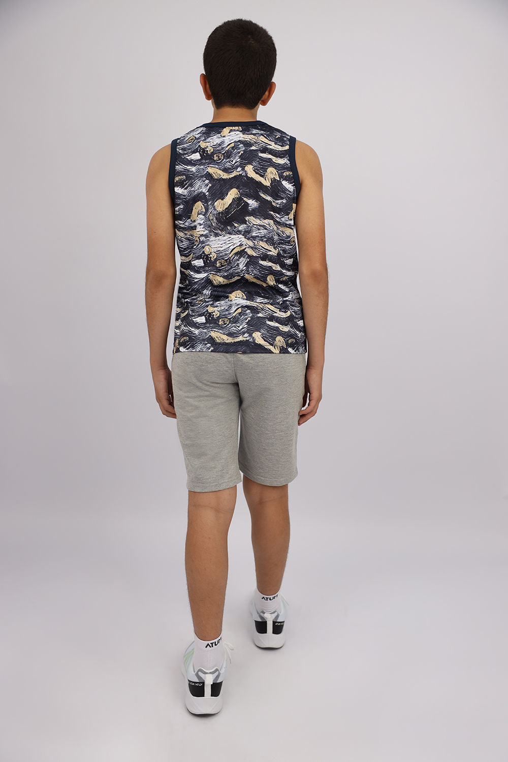 Boy's Printed Navy Tank Top-Atum -30120610
