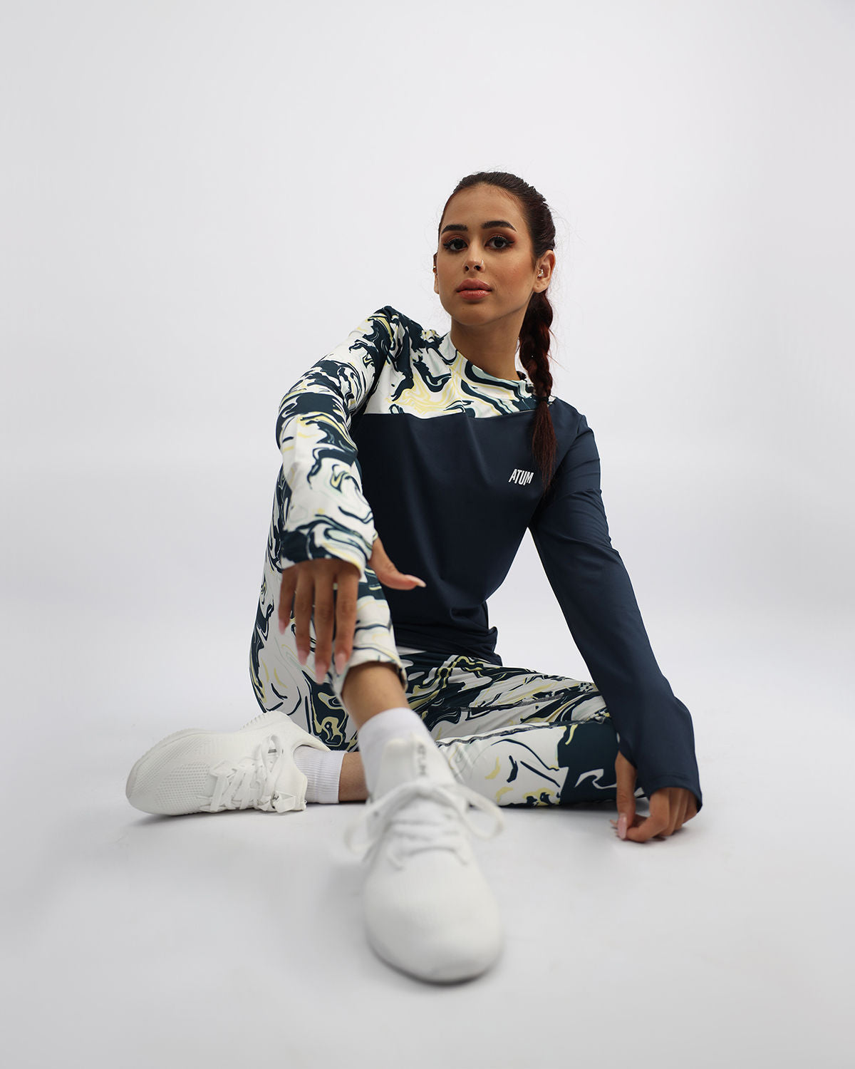 Long Sleeve Women's Navy T-Shirt-Atum -80797517