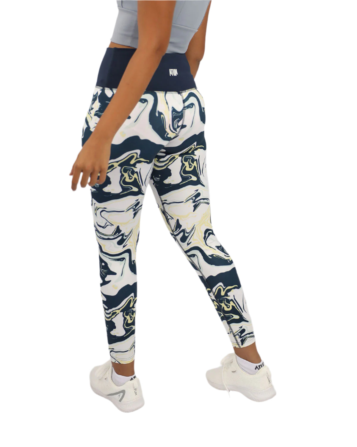 Blooming High Waist Navy Leggings-Atum -2172888