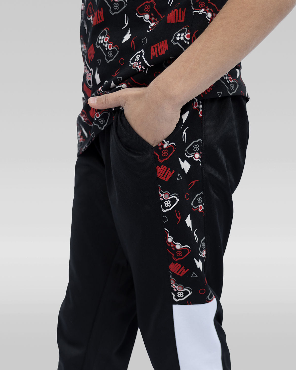 Boy's Graphic Black Sweatpants-Atum -1558385