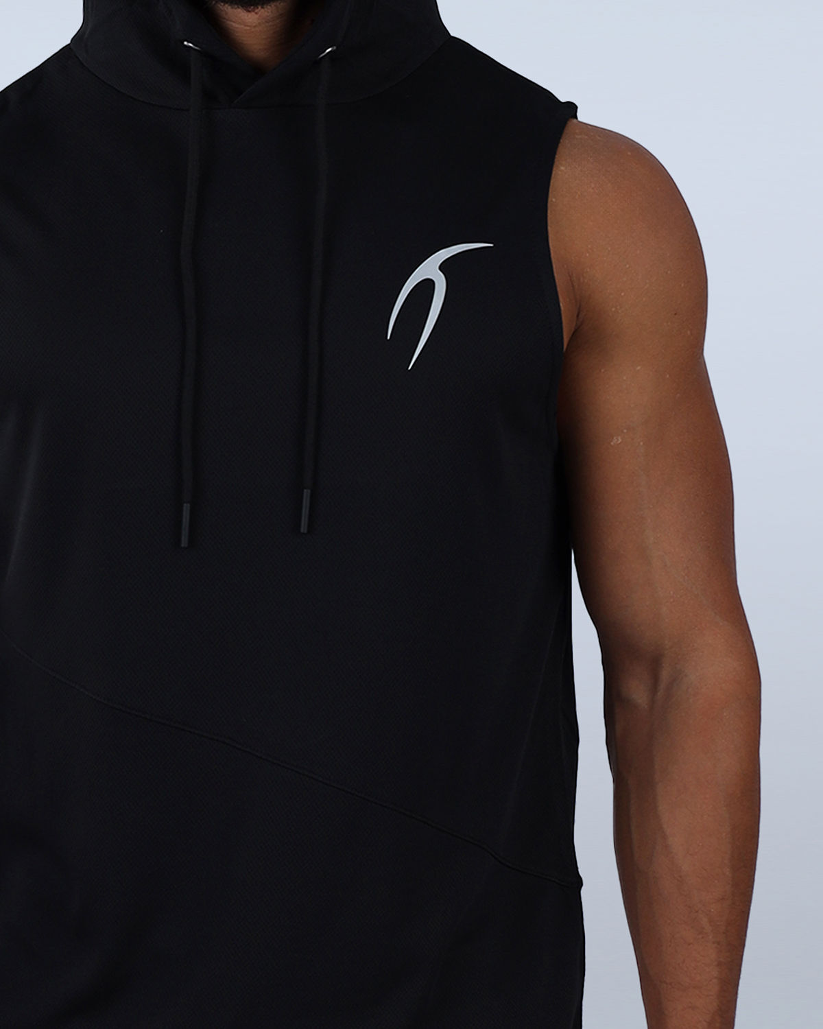 Sleeveless Breathable Black Hoodie-Atum -42572272