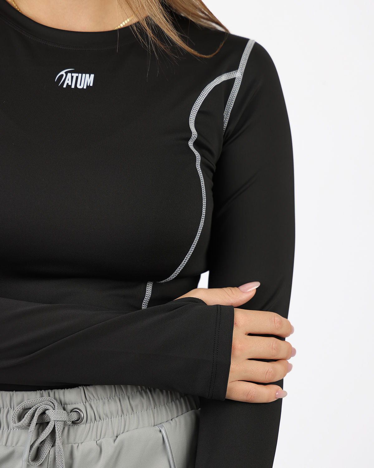 Streamline Long Slevess Women's Black Top-Atum -10741849
