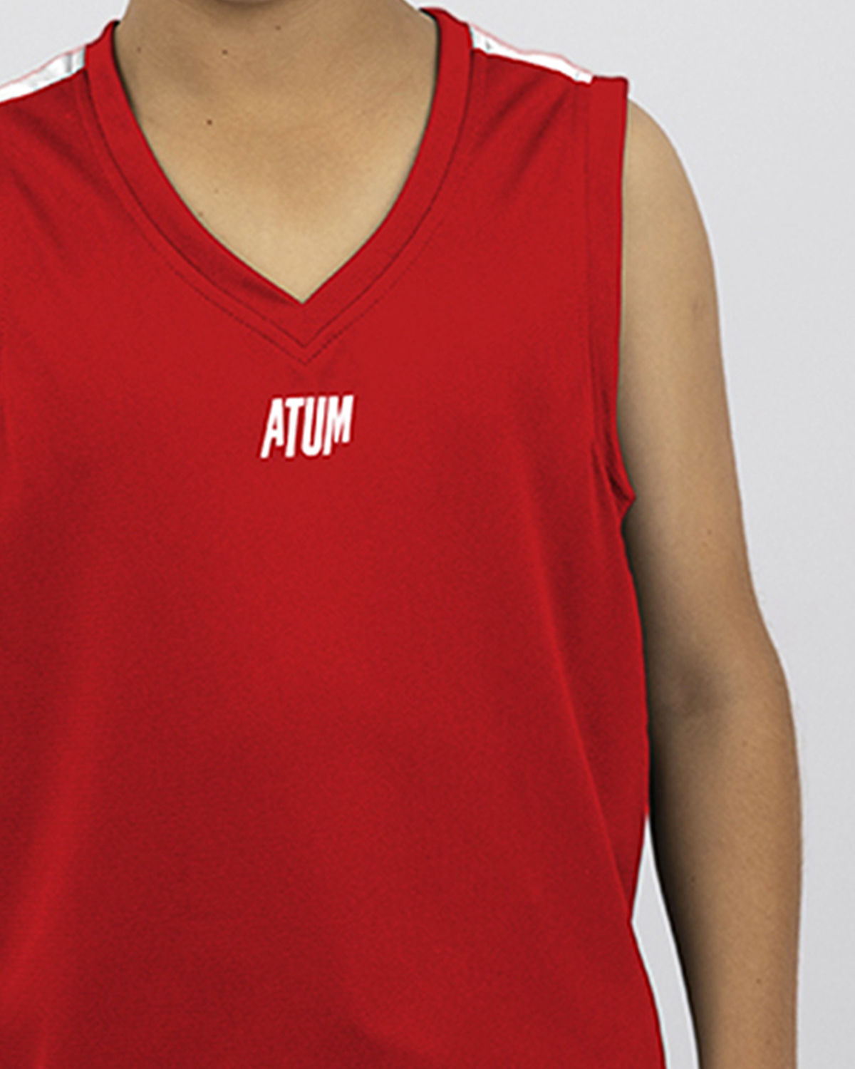 Basic Vneck Red Tank Top-Atum -74175449