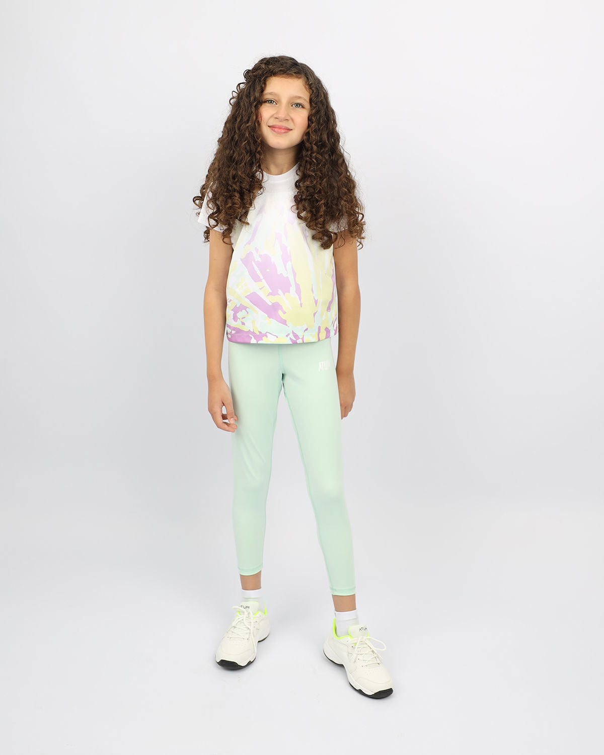 Girl's Floral Mint Leggings-Atum -78469489