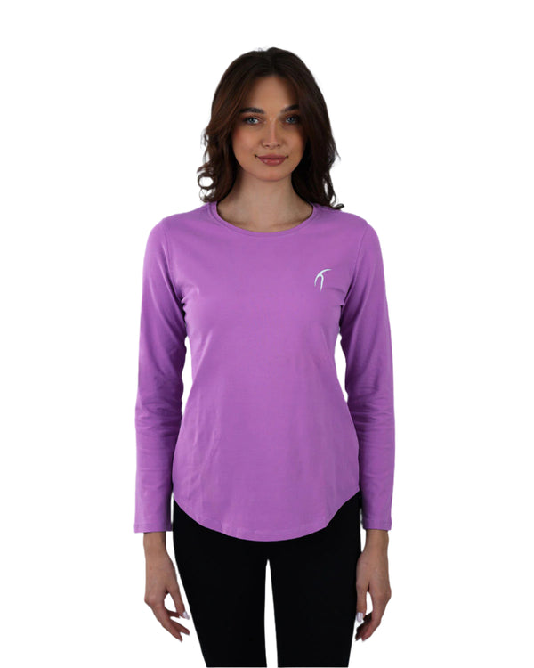Basic Long Sleeve Lavender T-Shirt-Atum -20991640