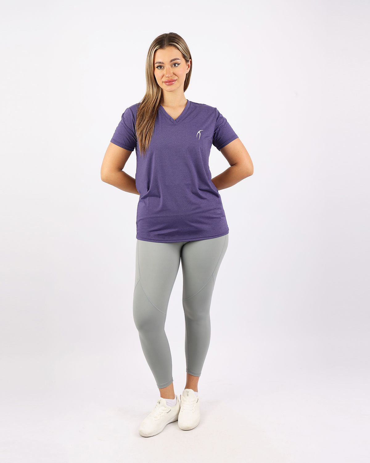 V Neck Training Purple Top-Atum -73210154
