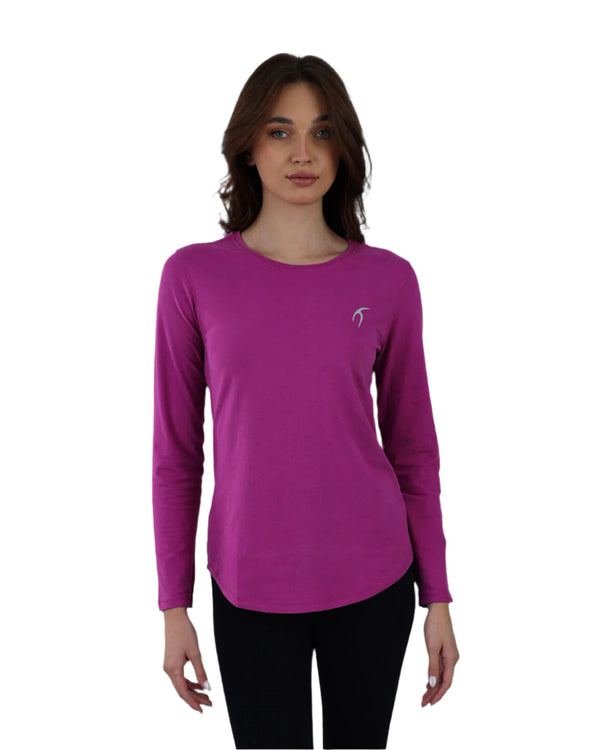 Basic Long Sleeve Dark Purple T-Shirt-Atum -12792110