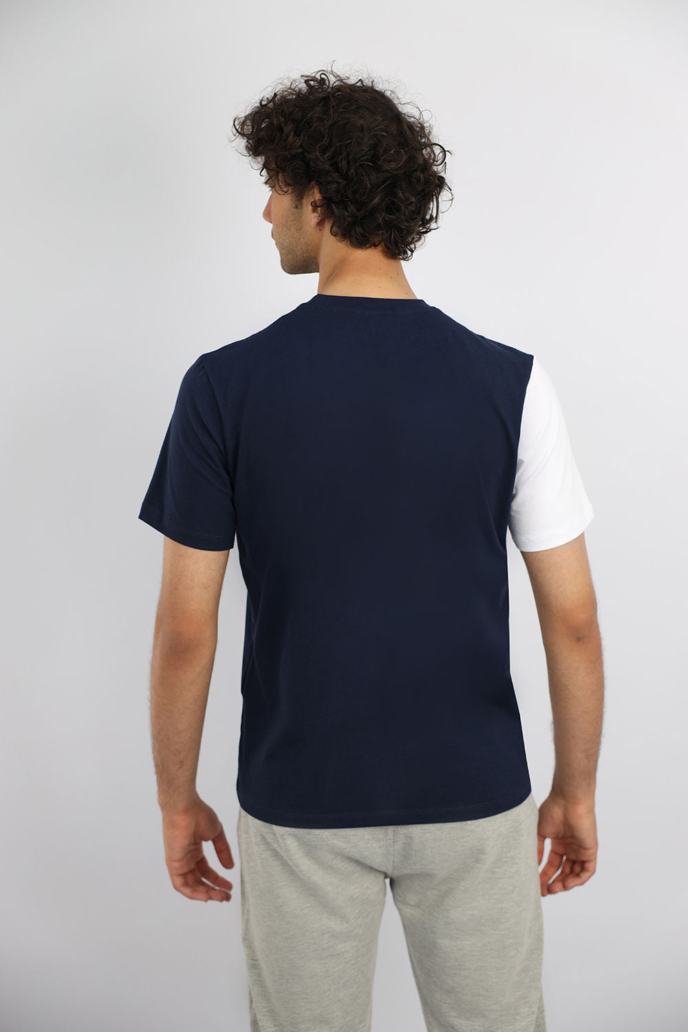 Futuristic Crew-Neck Navy T-Shirt-Atum -53010728