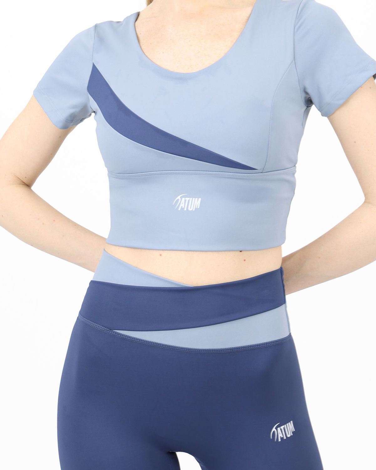 Asymmetric Crossover Blue Top-Atum -21109285