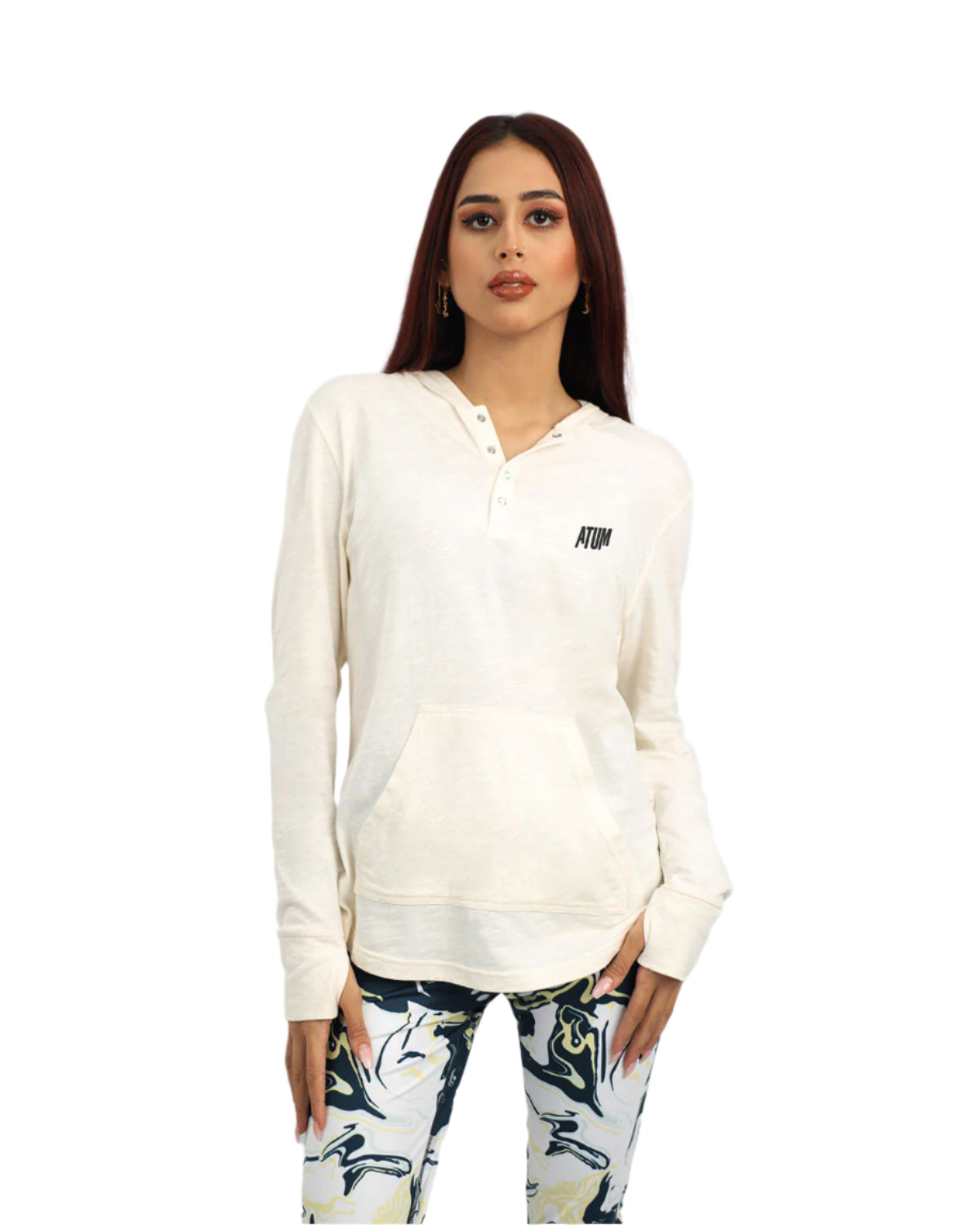 Women's Hooded White T-Shirt-Atum -25256760