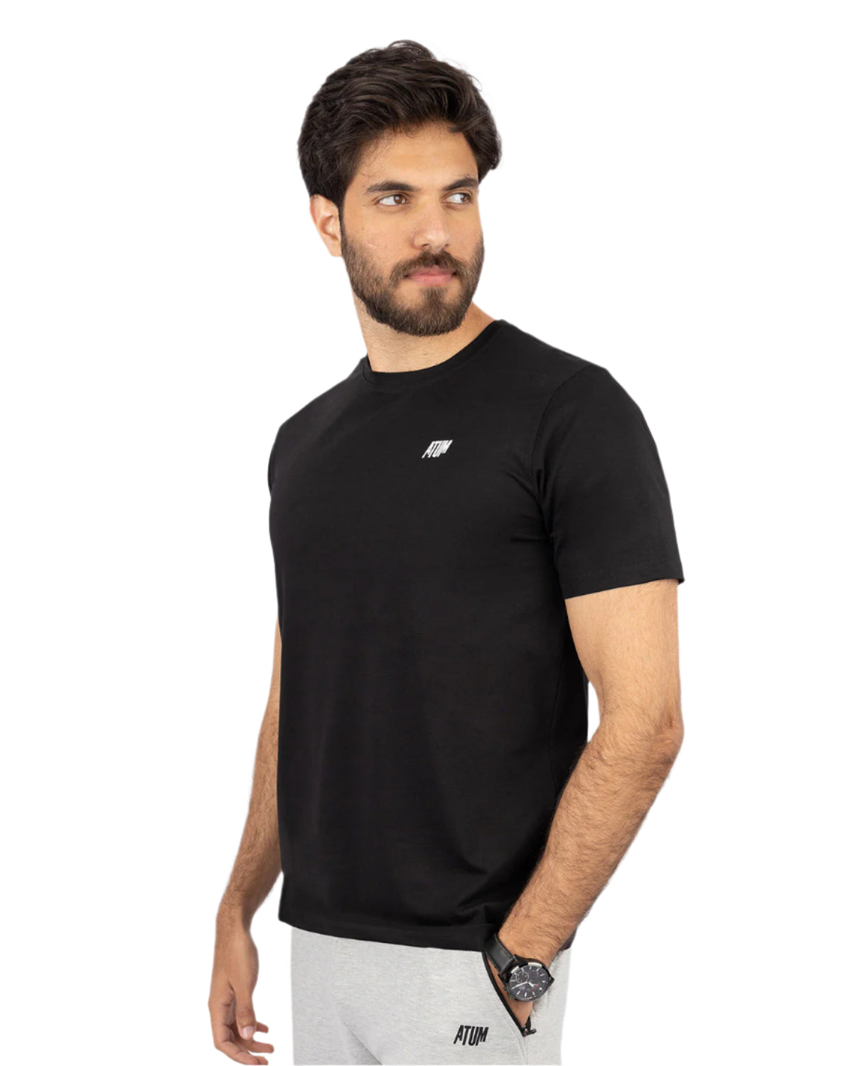 Basic Cotton Black T-Shirt-Atum -41912707