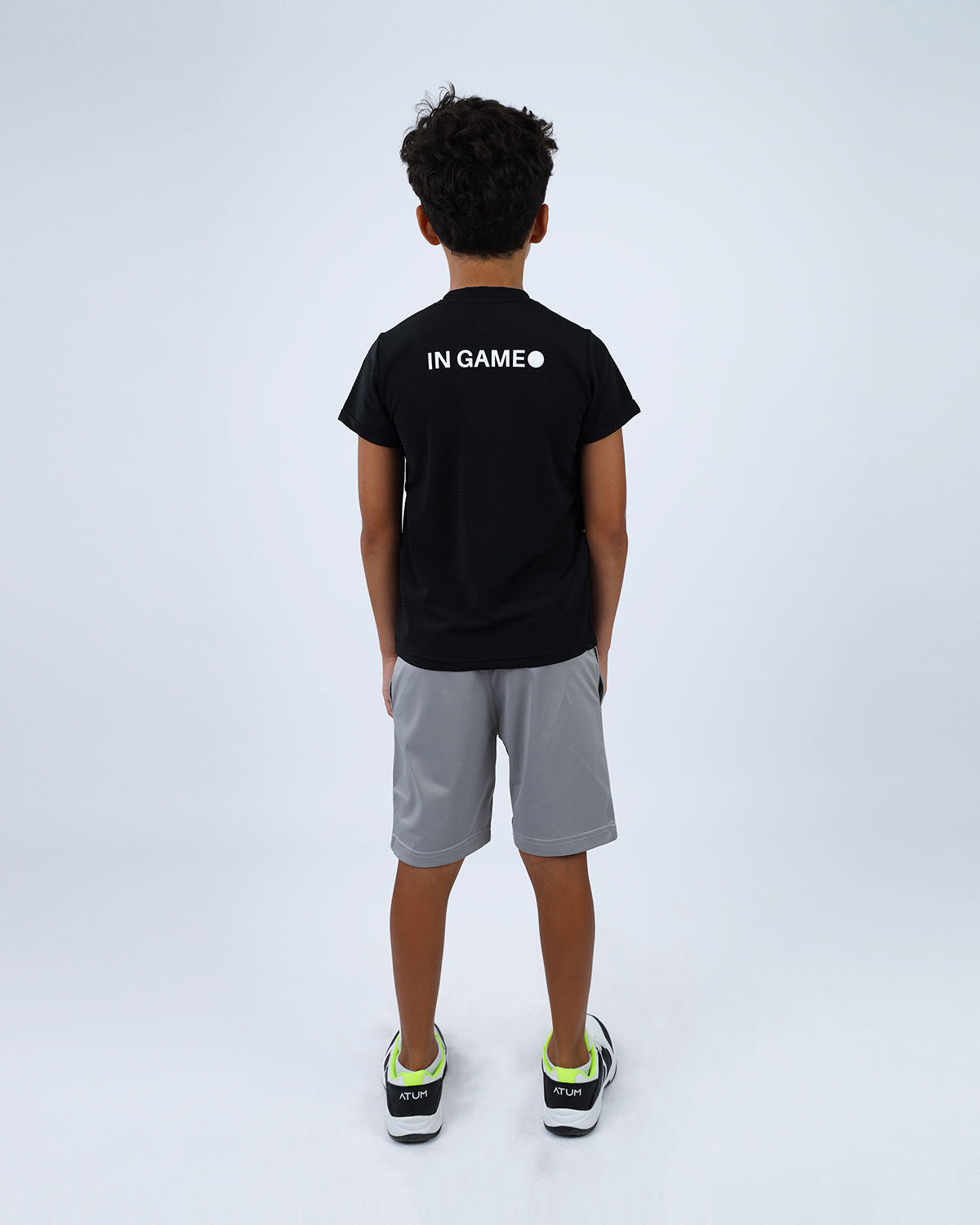 Crew Neck Short Sleeve Black Breathable Top-Atum -29593732