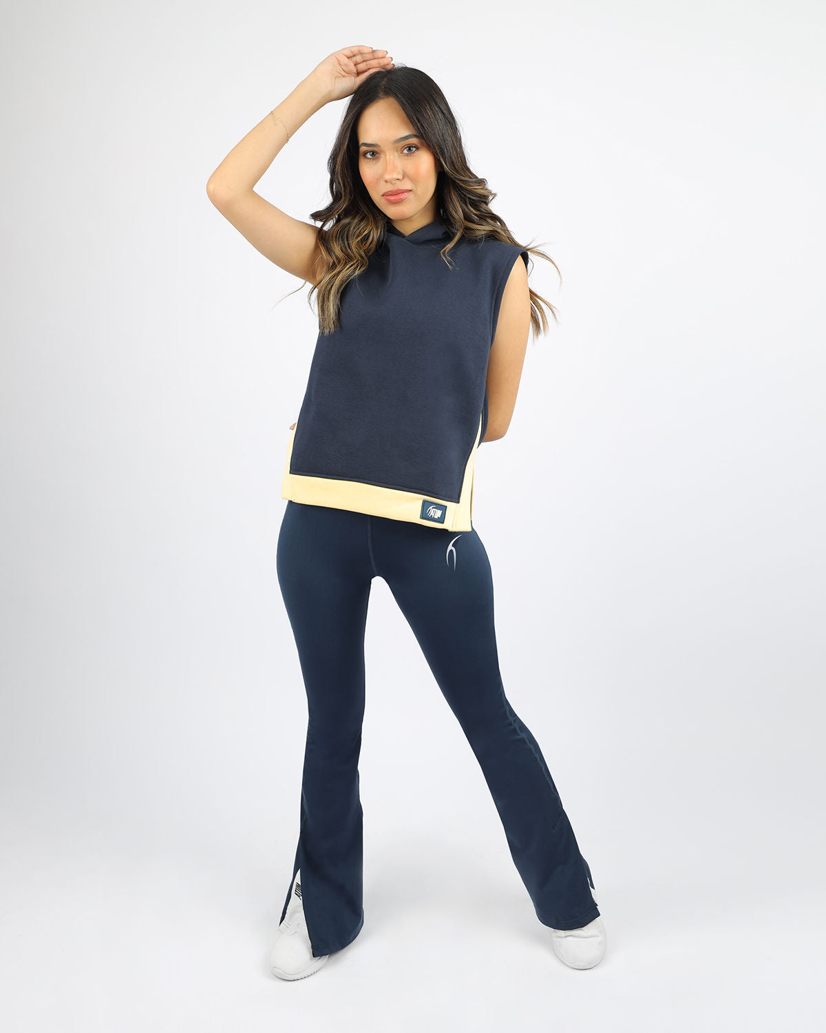 Slit Yoga Navy Leggings-Atum -59852860
