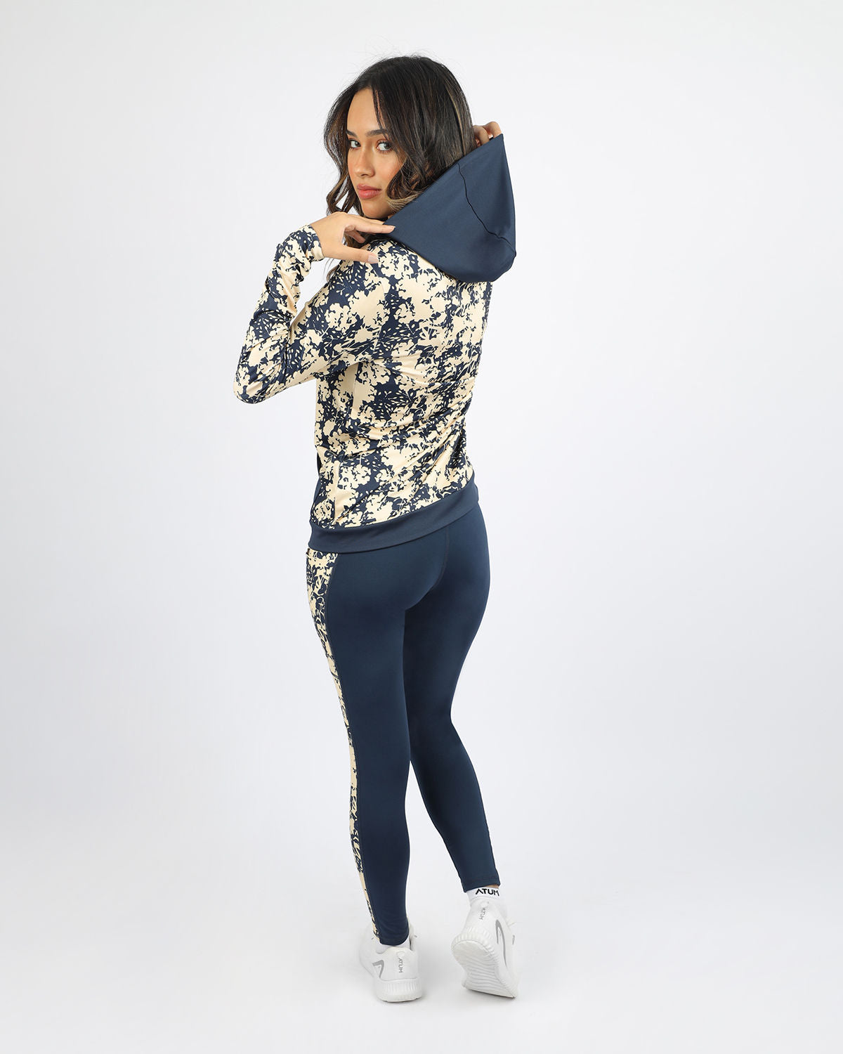 Long Sleeves Women's Navy Hoodie-Atum -25627034