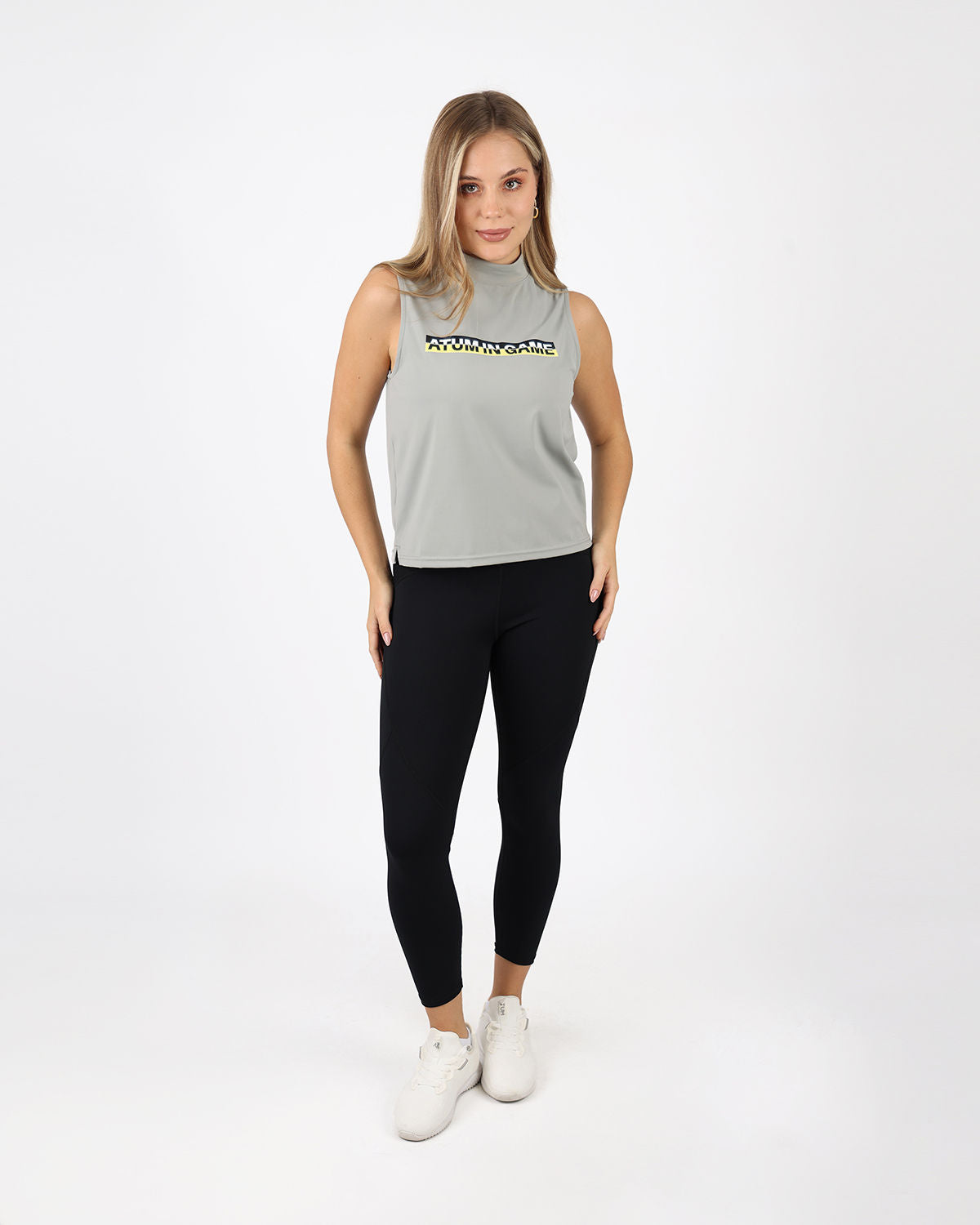 Sleeveless Training Gray Tank Top-Atum -14582717
