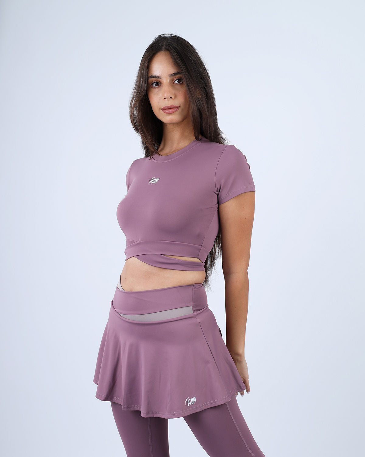 Twisted Short Sleeves Purple Crop Top-Atum -26707066