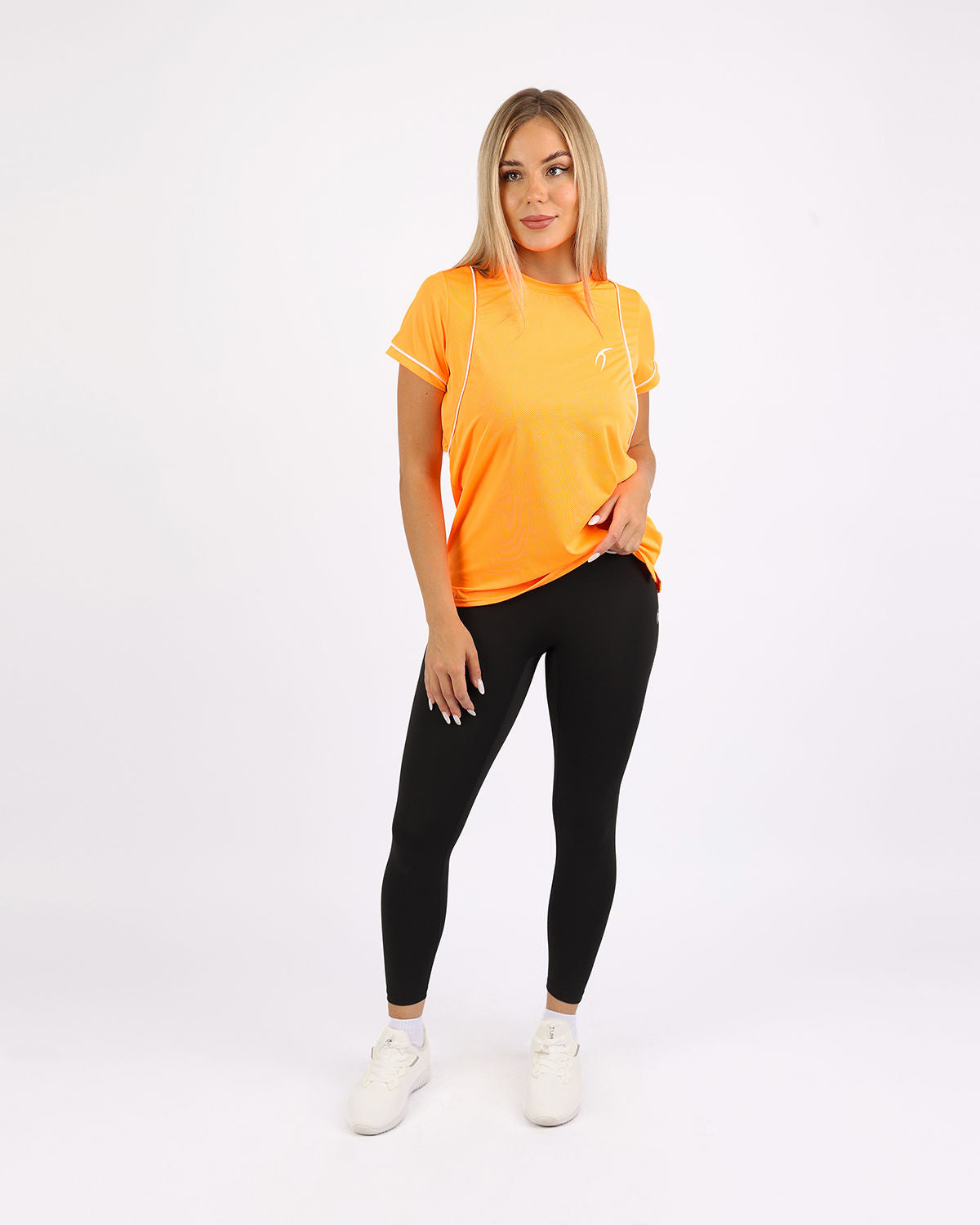 Short-Sleeve Breathable Orange Mesh Top-Atum -3707534