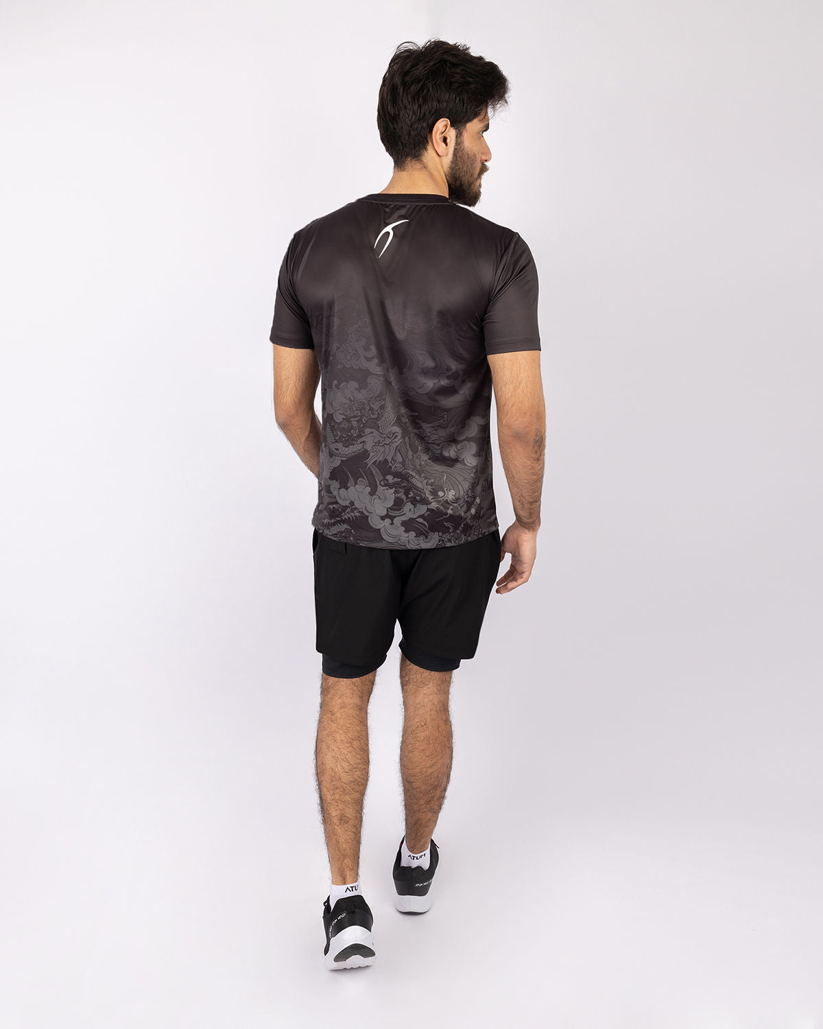 Round Printed Black T-Shirt-Atum -15594581