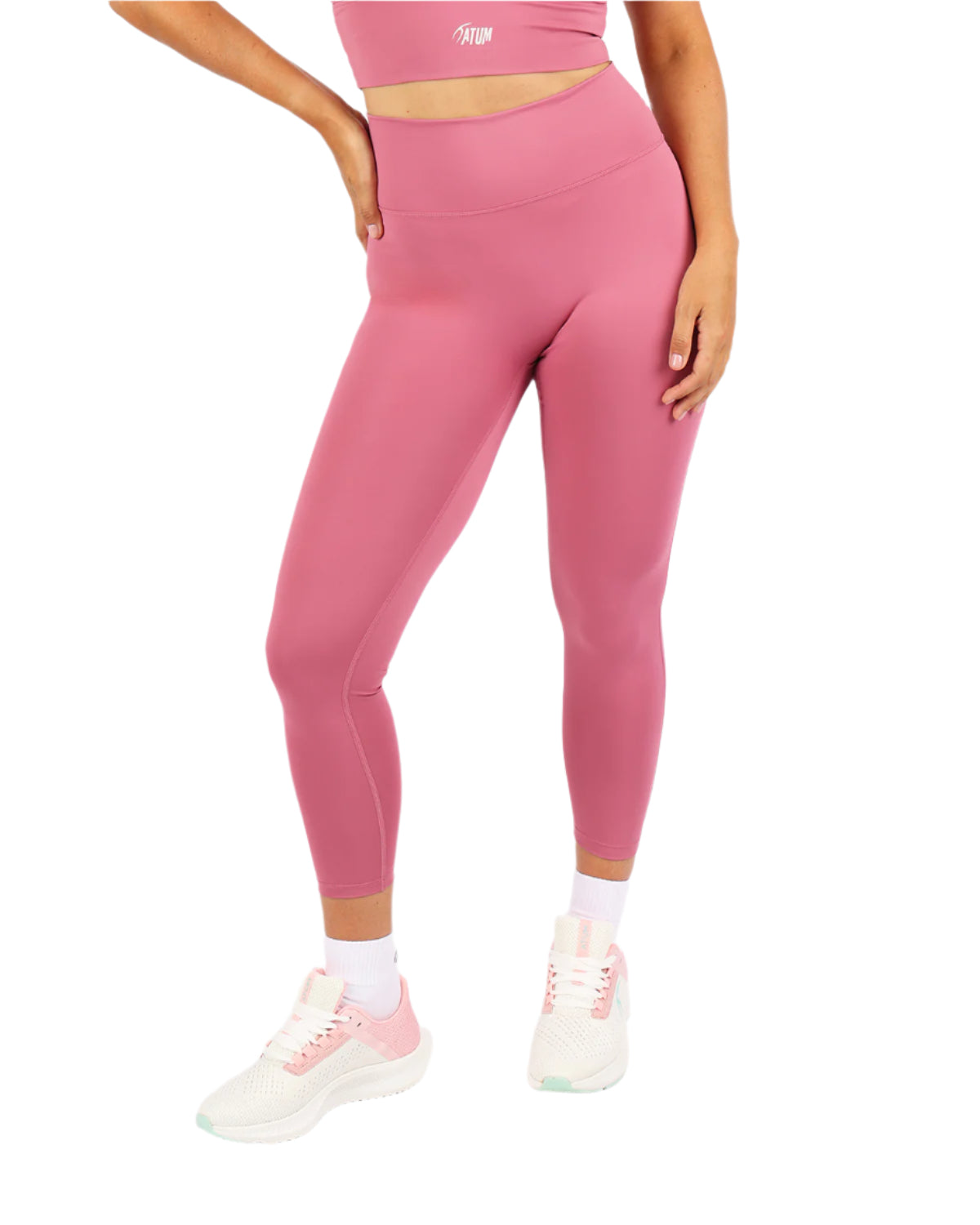 Curve Accent High-Rise Pink Leggings-Atum -50920449
