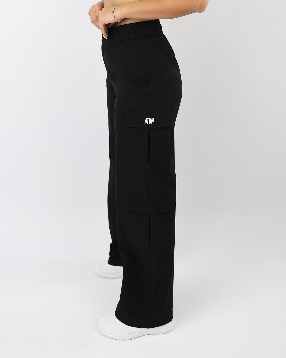 Women's Cargo Black Pants-Atum -22661304