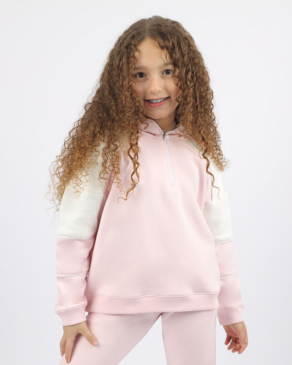 Girl's Quarter Pink Zip Hoodie-Atum -58555649
