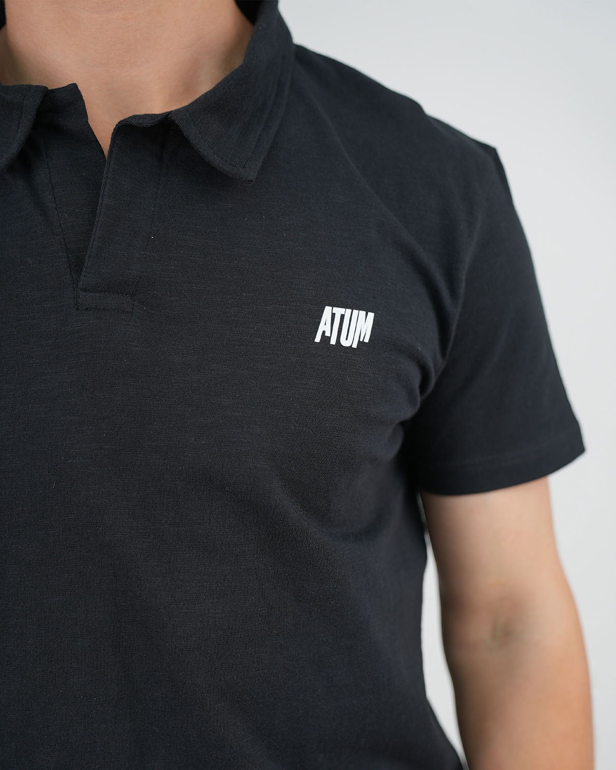 Comfort Slub Black Polo Shirt-Atum -30243291