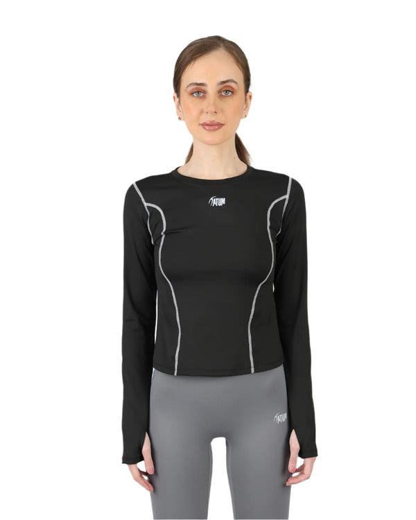 Streamline Long Slevess Women's Black Top-Atum -7034093
