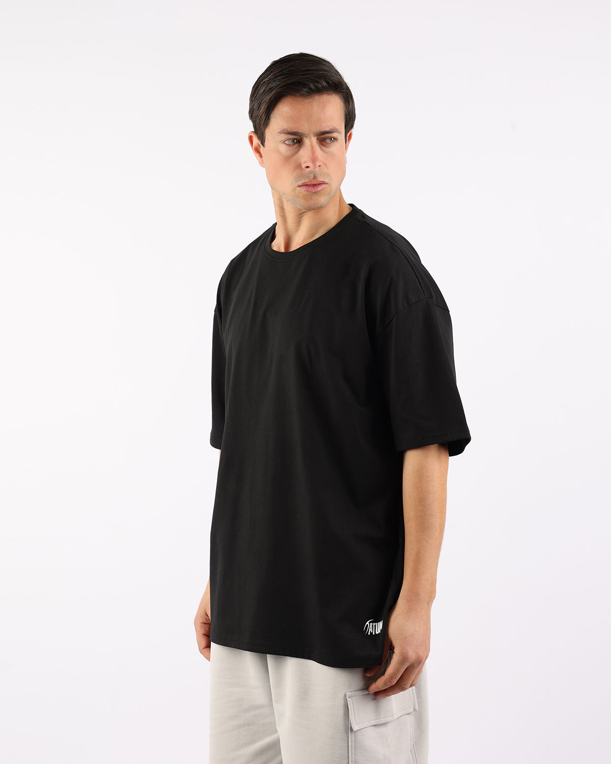 OverSized Basic Men's Black T-Shirt-Atum -39977315