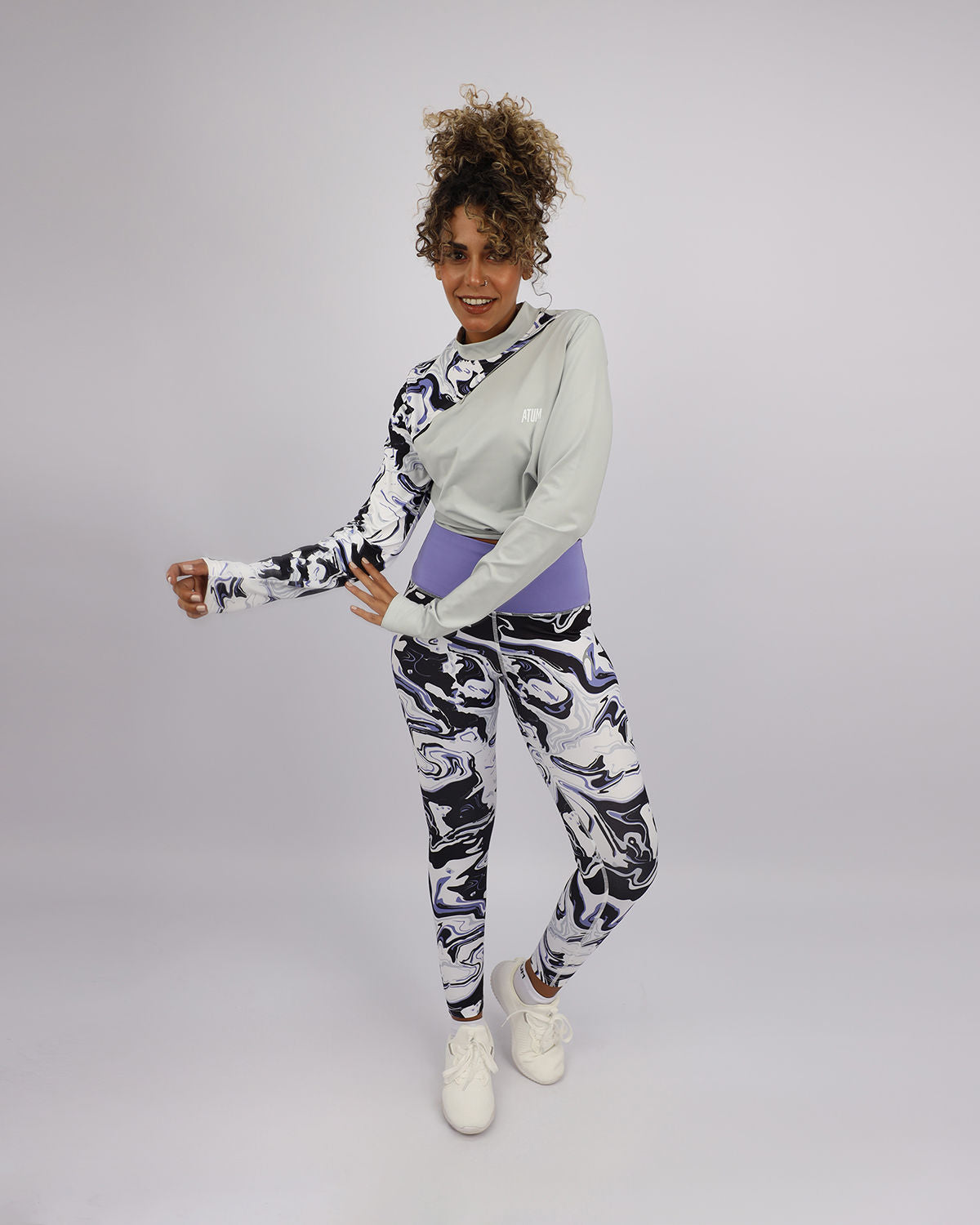 Blooming High Waist Purple Leggings-Atum -80615138