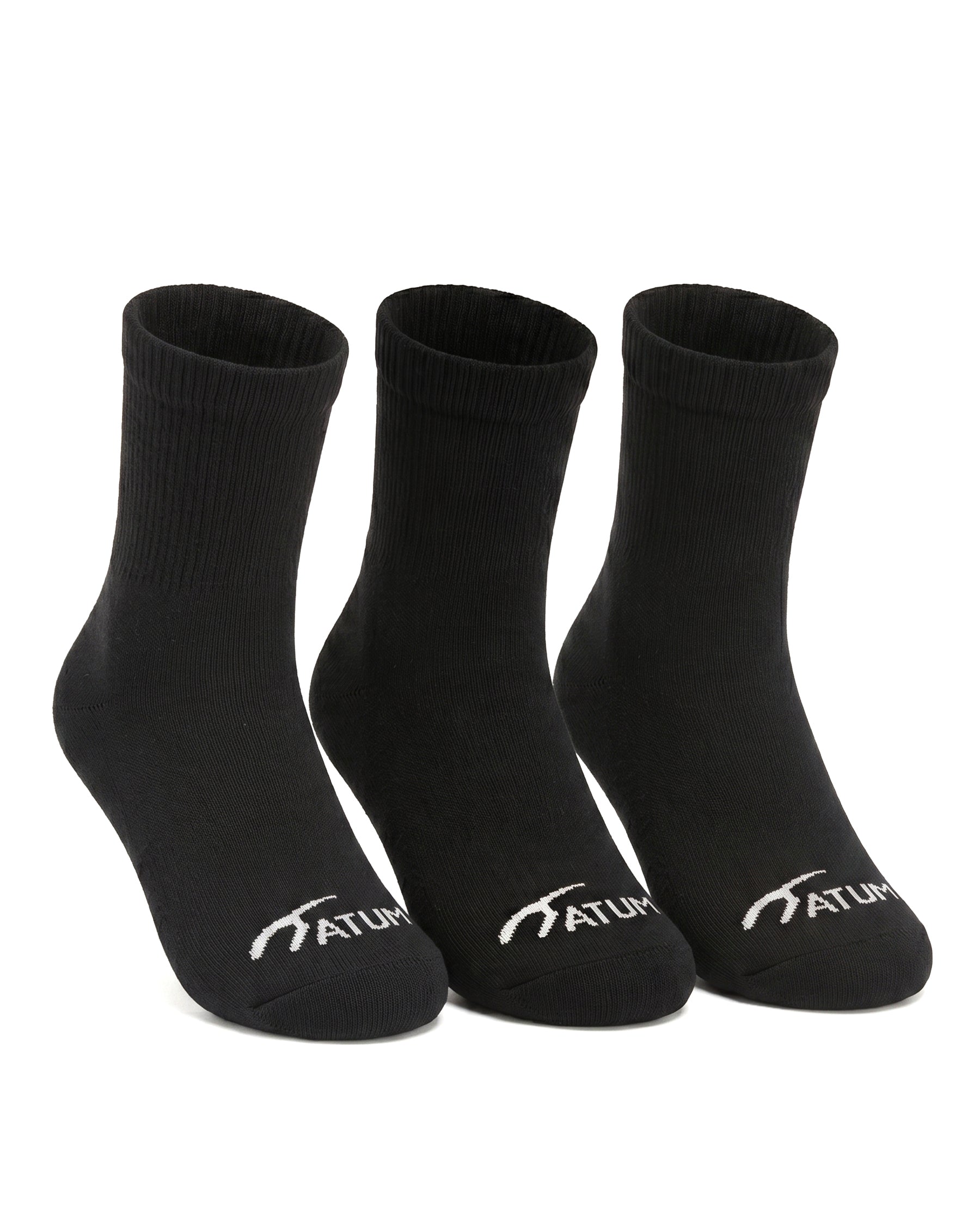 Kids Mid-Crew Black Socks-Pack of 3-Atum -90204728