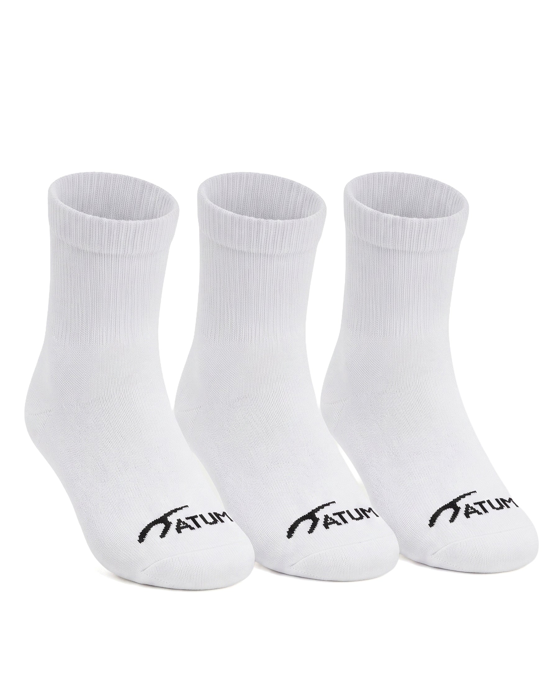 Kids Mid-Crew White Socks-Pack of 3-Atum -13624244