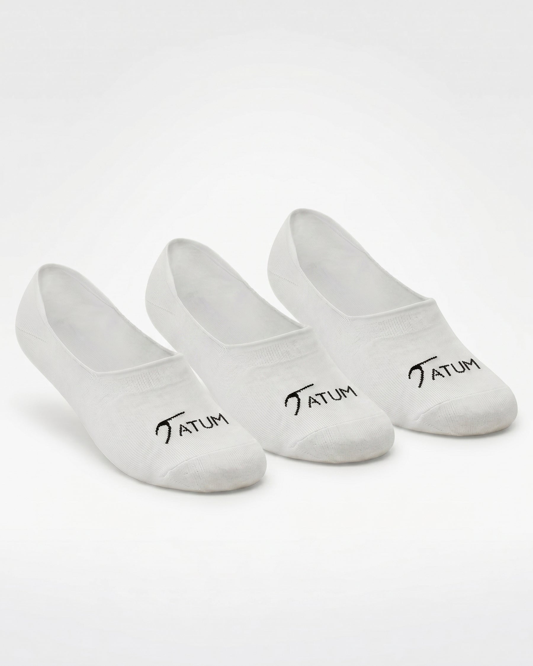 Unisex No Show White Socks-Pack of 3-Atum -83742093
