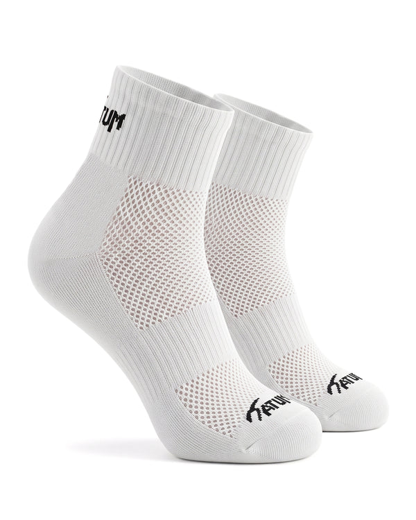 Unisex White Half Socks With Net-Atum -3606490