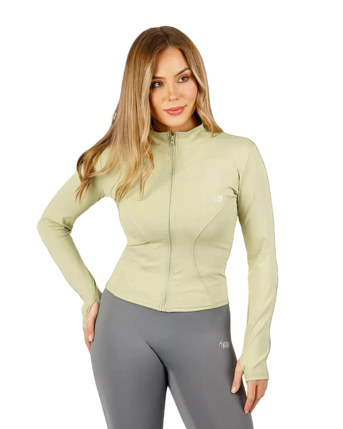 Verde Women's Zip Green Jacket-Atum -40105881