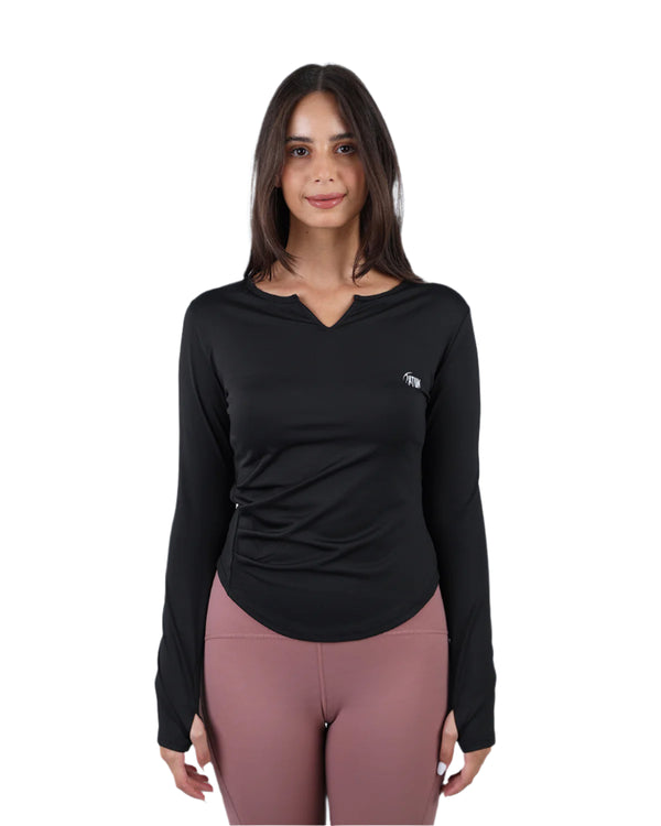Elegance Women's Black Long-Sleeve Top-Atum -78360946