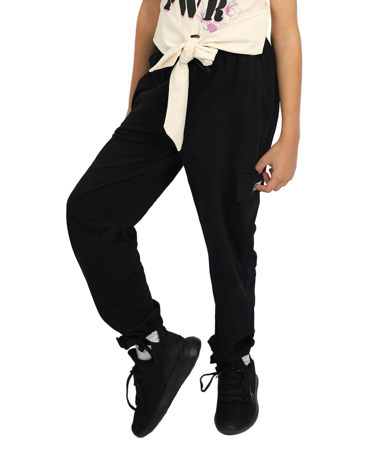 Girl's Basic Black Sweatpants-Atum -97083259