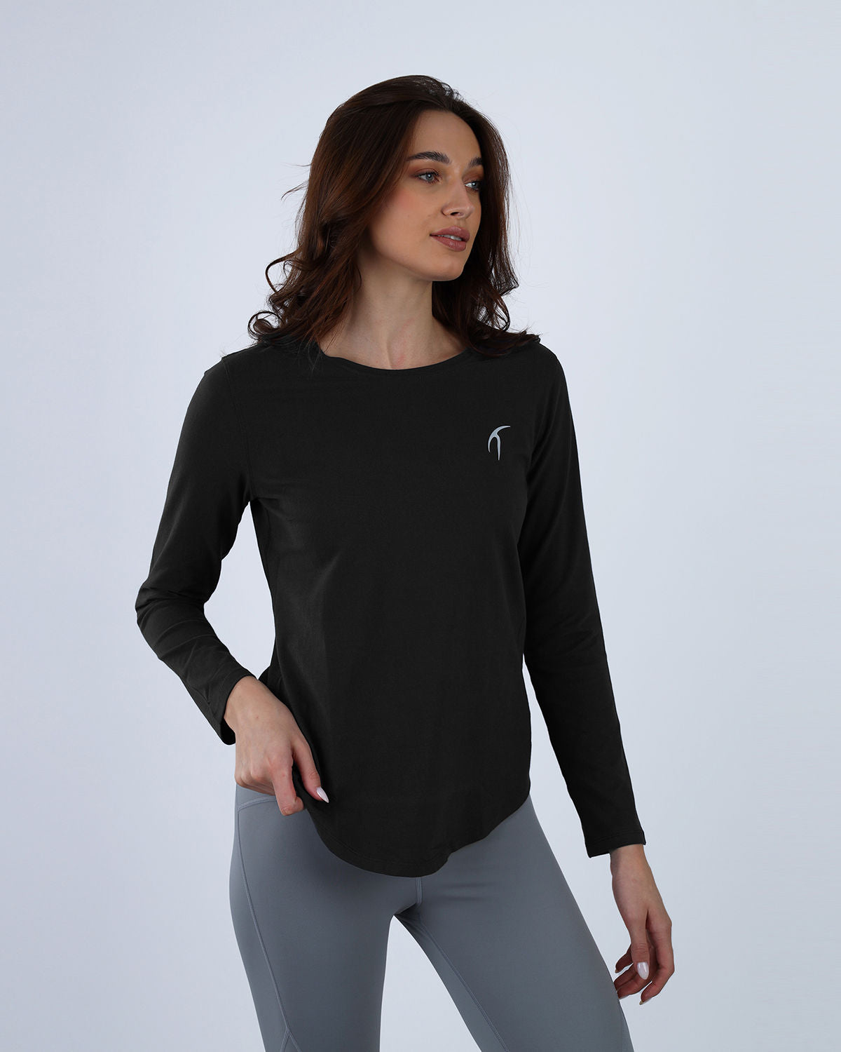 Basic Long Sleeve Black T-Shirt-Atum -15042147