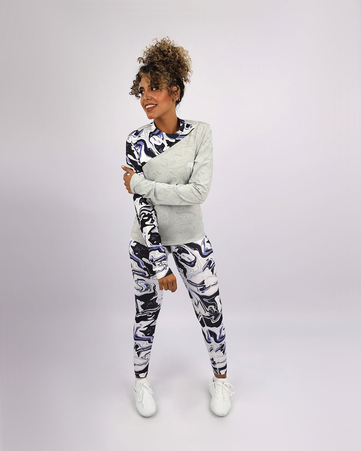 Blooming High Waist Purple Leggings-Atum -71611488