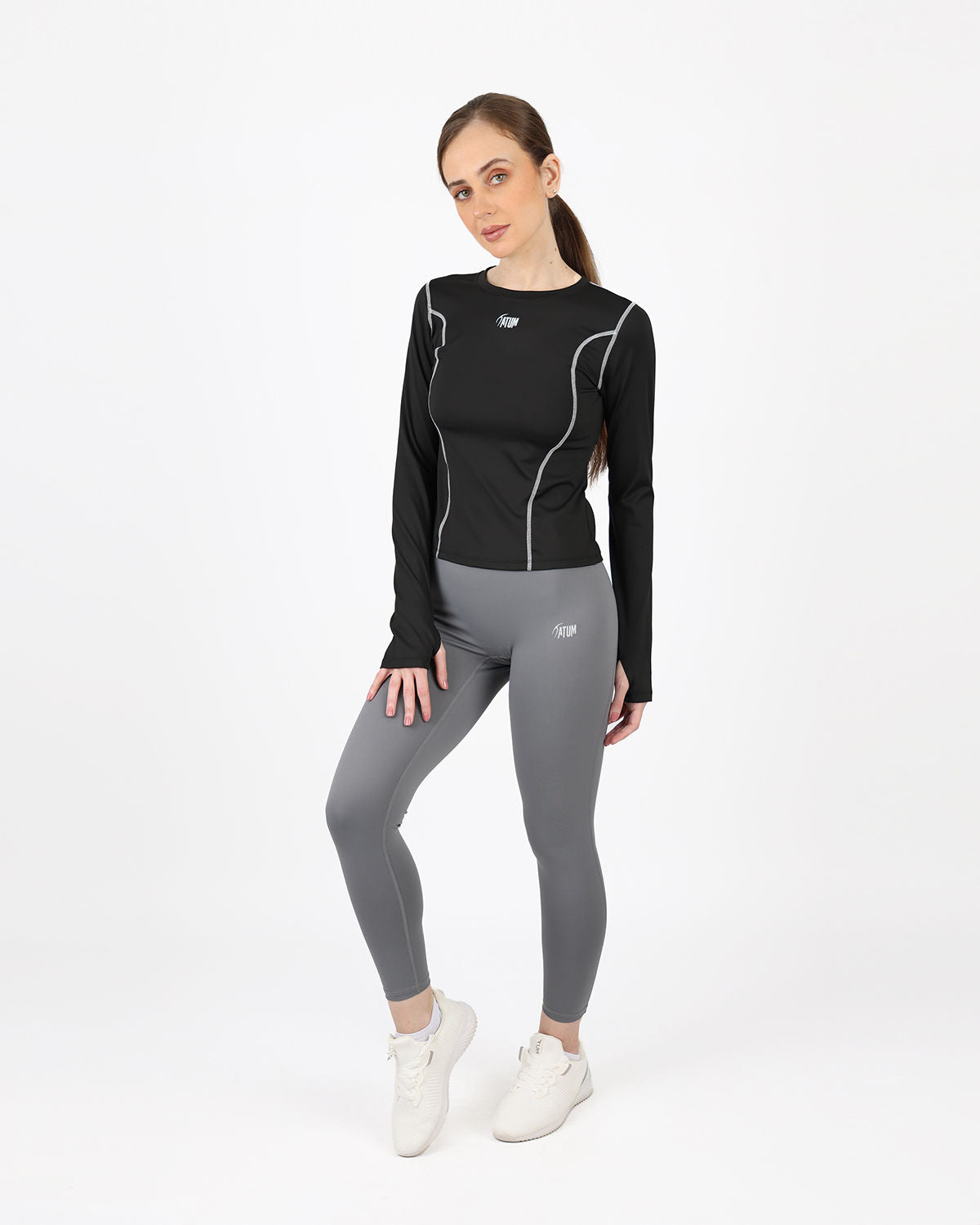 Streamline Long Slevess Women's Black Top-Atum -48174034