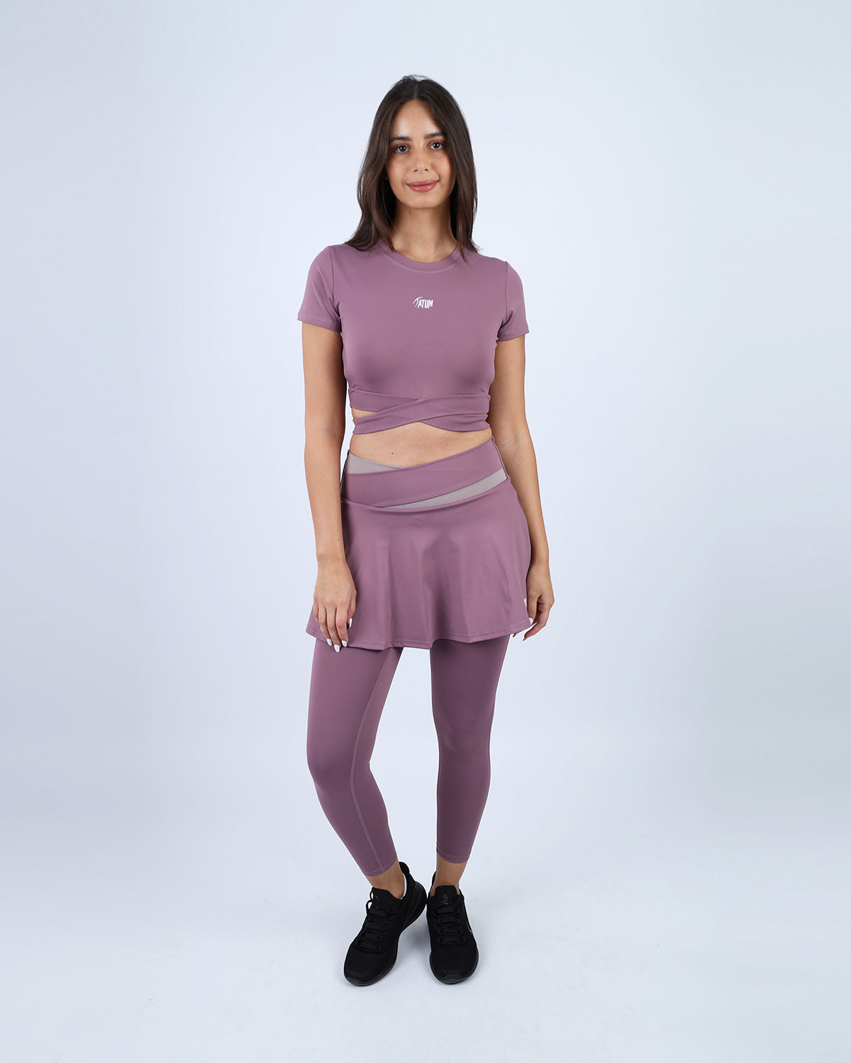 Twisted Short Sleeves Purple Crop Top-Atum -26841726