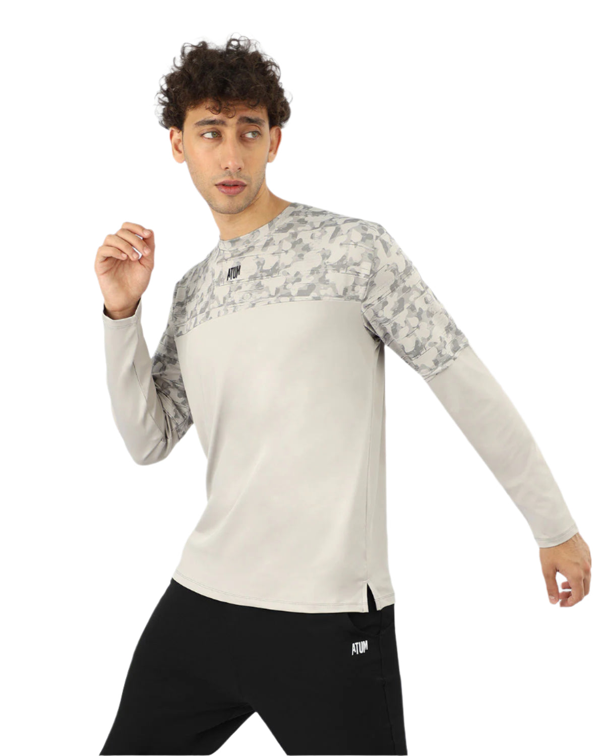 Men's Fitness Light Gray Top-Atum -29358810
