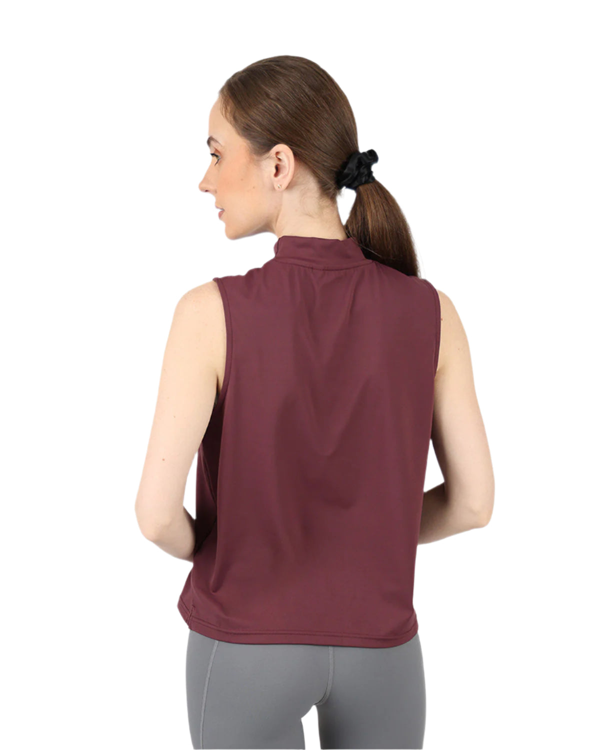Sleeveless Training Burgundy Tank Top-Atum -10177948
