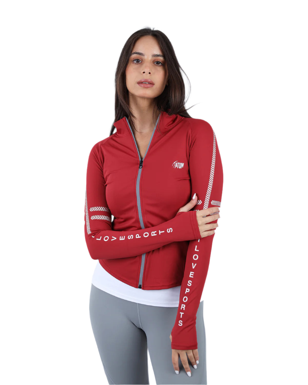 Athleisure Inspire Zip Red Jacket-Atum -82132860
