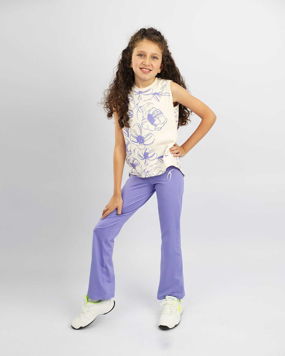 Girl's Wide Leg Lavender Leggings-Atum -25948575