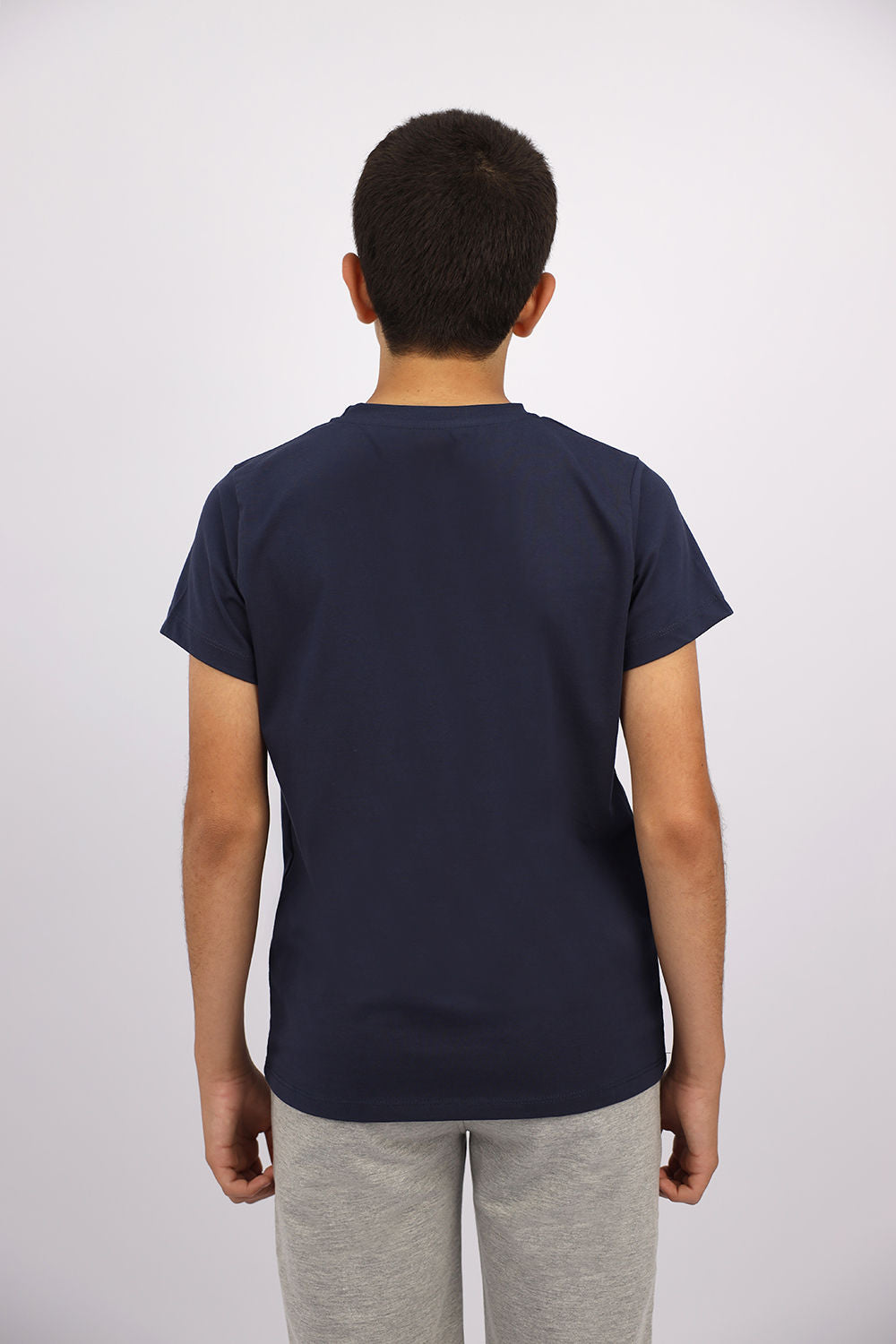 Boy's Short Sleeves Basic Navy T-shirt-Atum -21261181